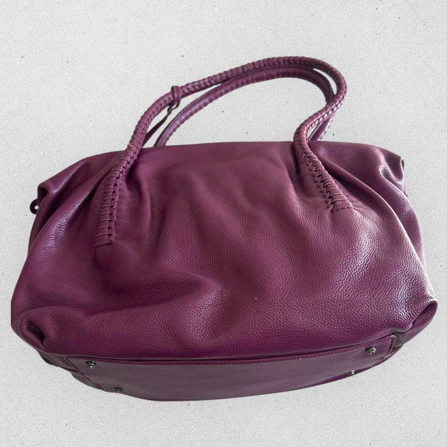 Authentic Vintage Salvatore Ferragamo Gancini Purple Leather Sholder Bag