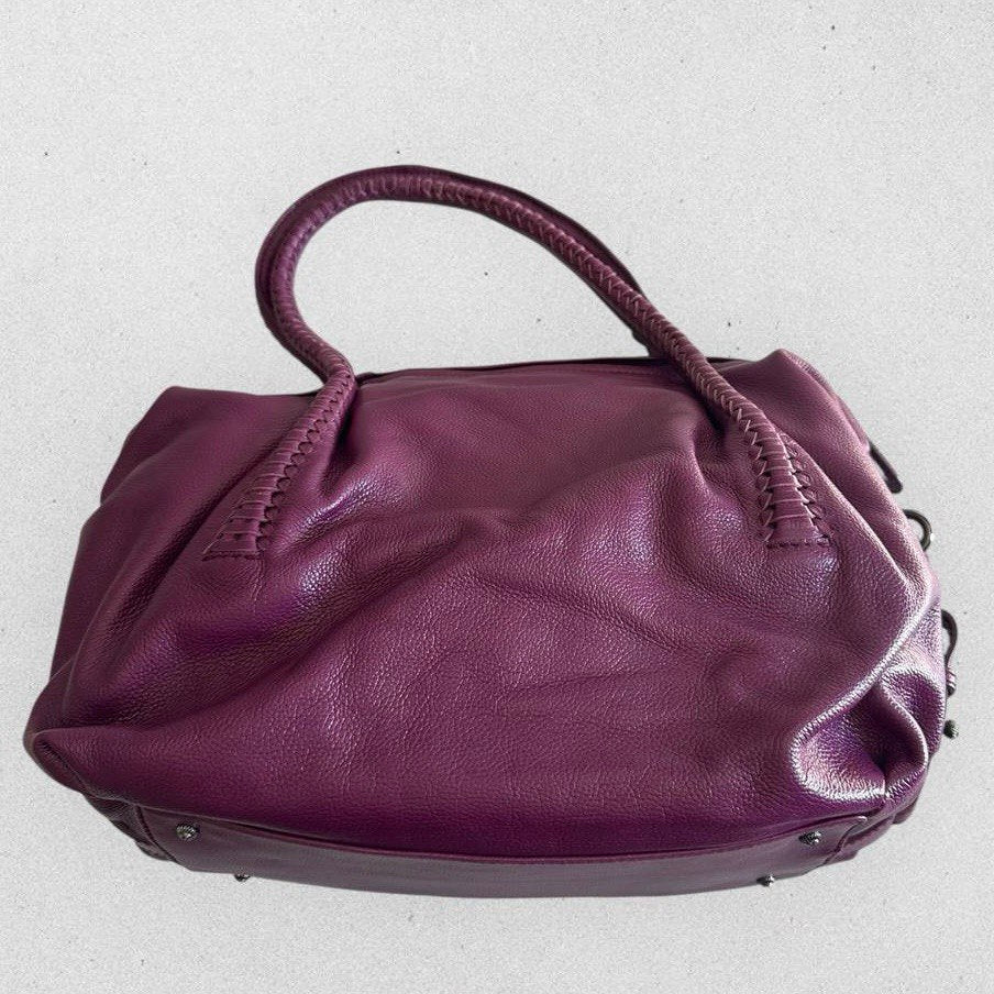 Authentic Vintage Salvatore Ferragamo Gancini Purple Leather Sholder Bag