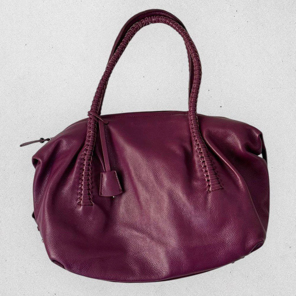 Authentic Vintage Salvatore Ferragamo Gancini Purple Leather Sholder Bag