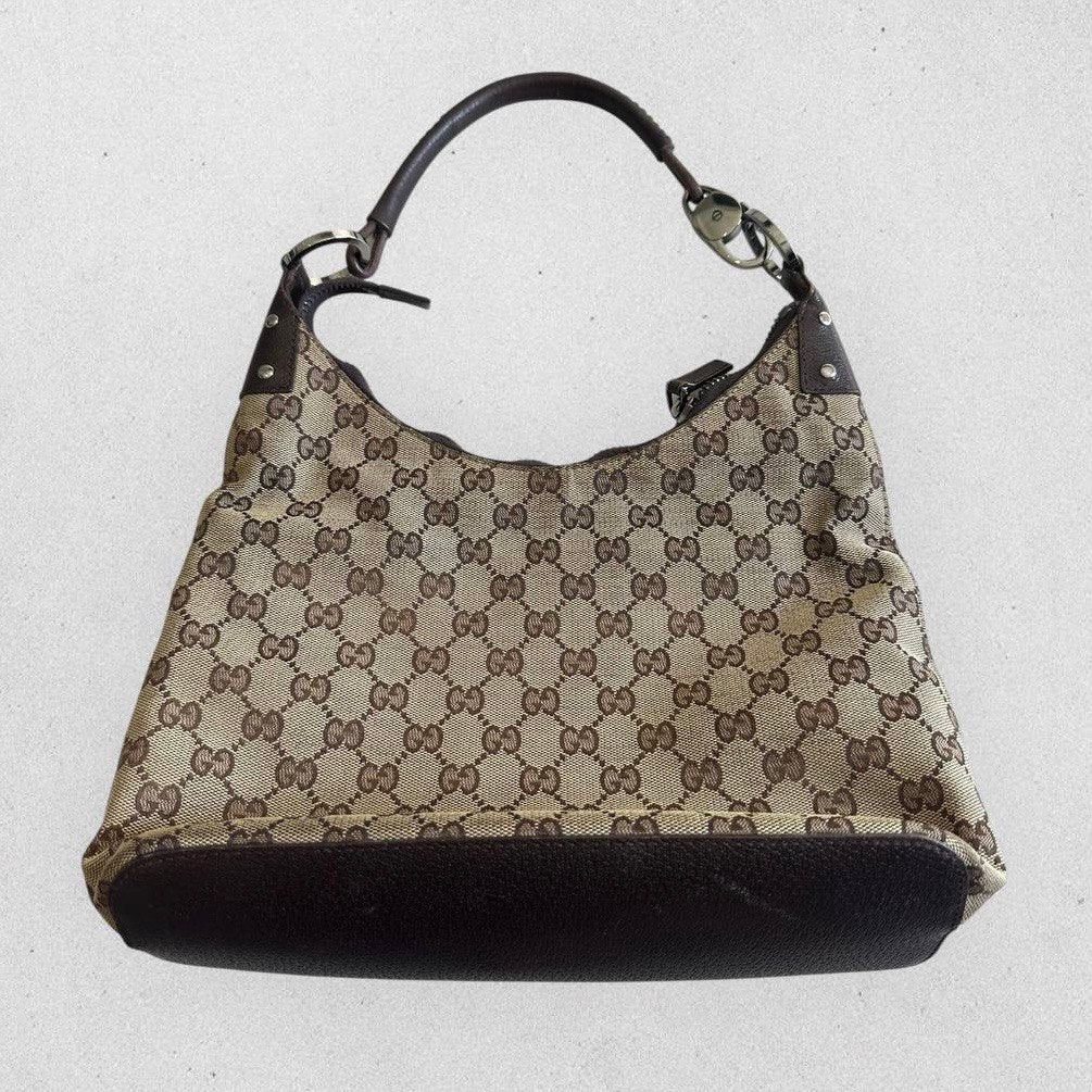 Authentic Vintage Gucci Canvas Hobo Shoulder Bag