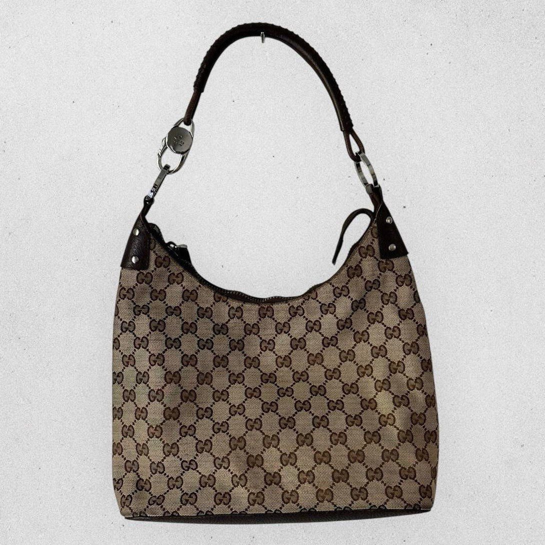 Authentic Vintage Gucci Canvas Hobo Shoulder Bag