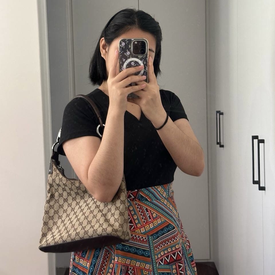 Authentic Vintage Gucci Canvas Hobo Shoulder Bag
