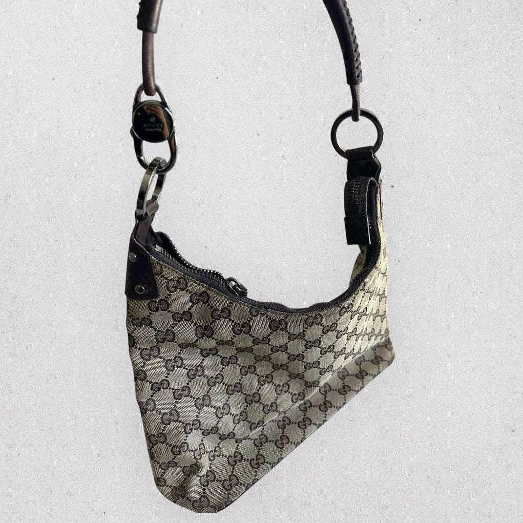 Authentic Vintage Gucci Canvas Hobo Shoulder Bag