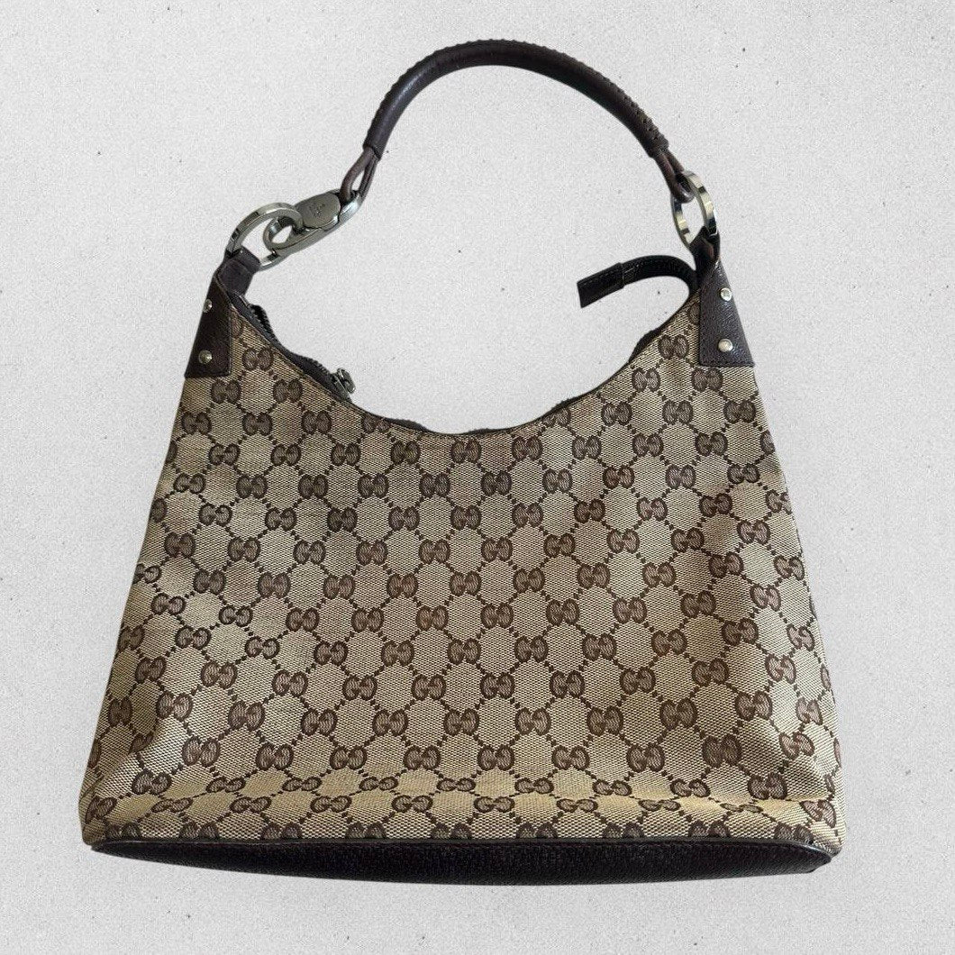 Authentic Vintage Gucci Canvas Hobo Shoulder Bag