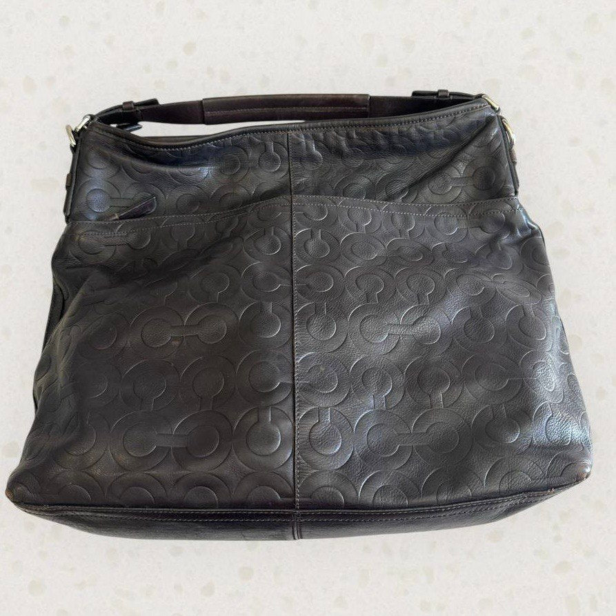 Authentic Vintage Coach Op Art Leather Shoulder Bag
