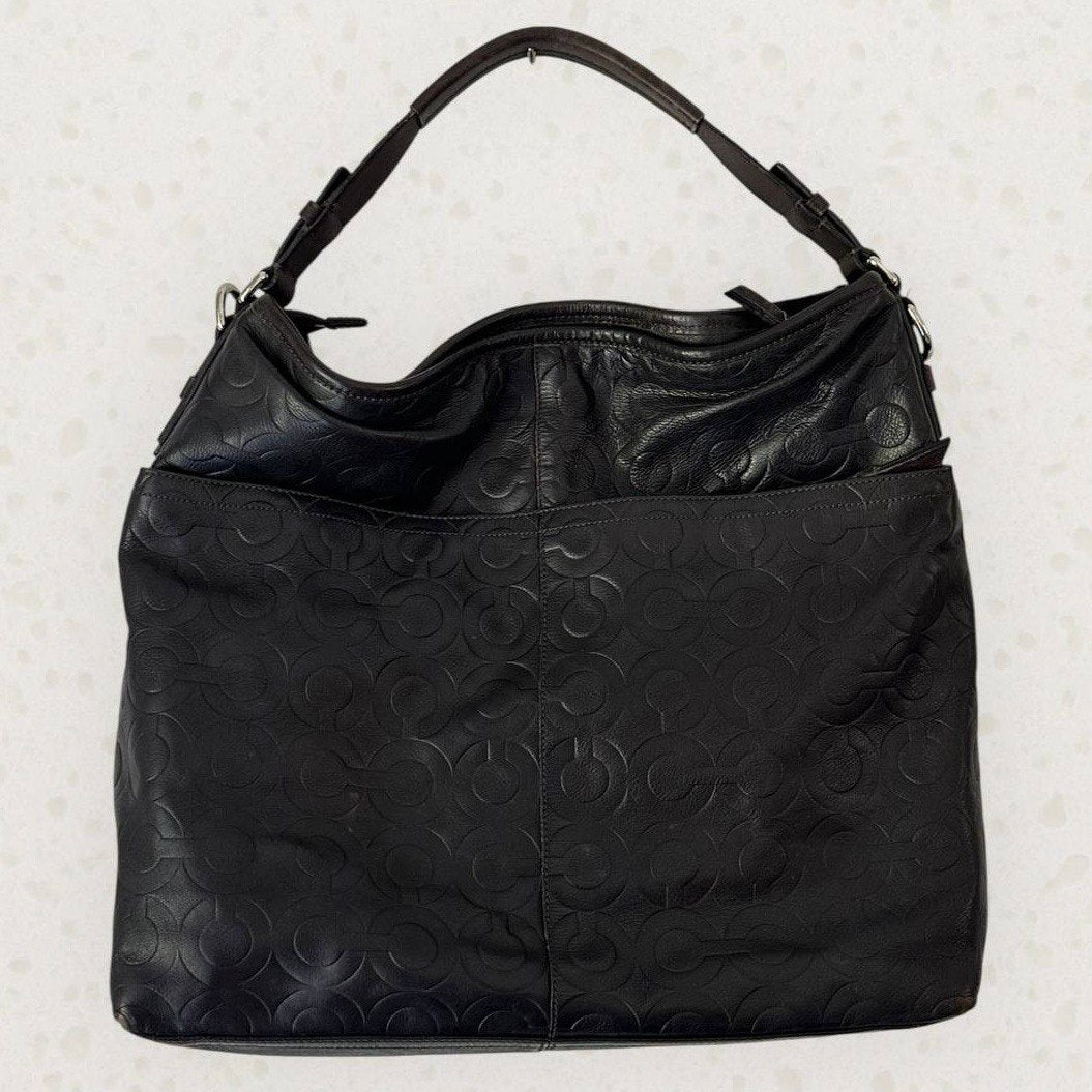 Authentic Vintage Coach Op Art Leather Shoulder Bag
