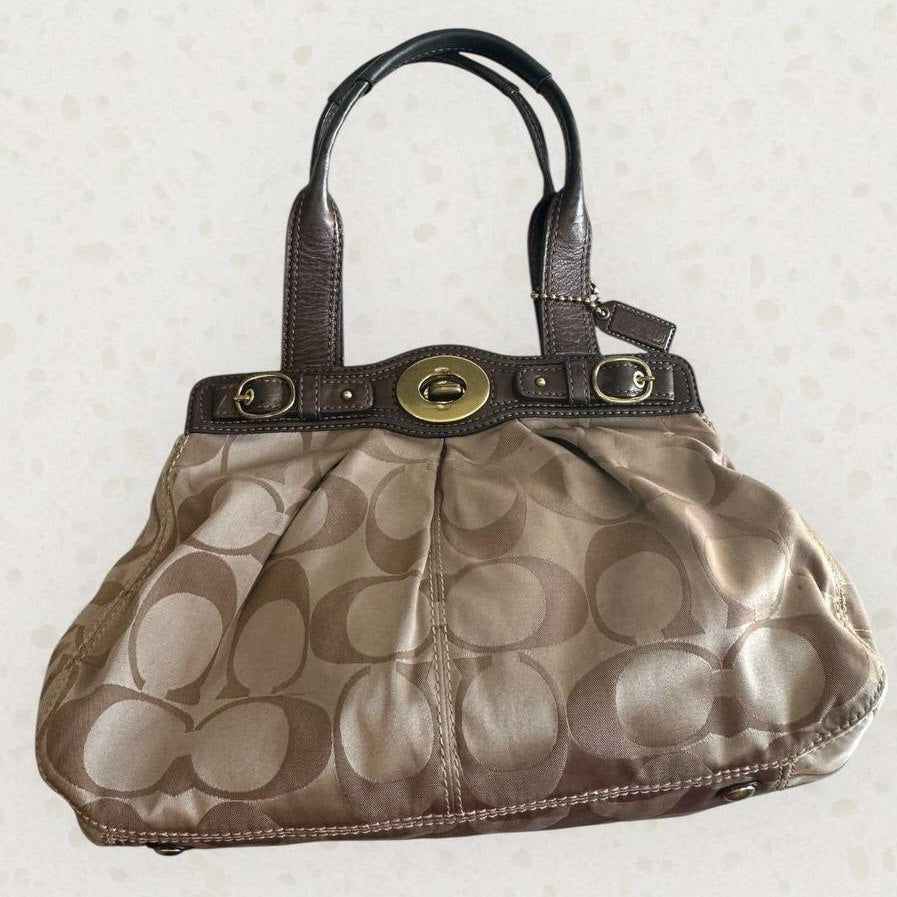 Authentic Vintage Coach Signature Sateen Tote Bag