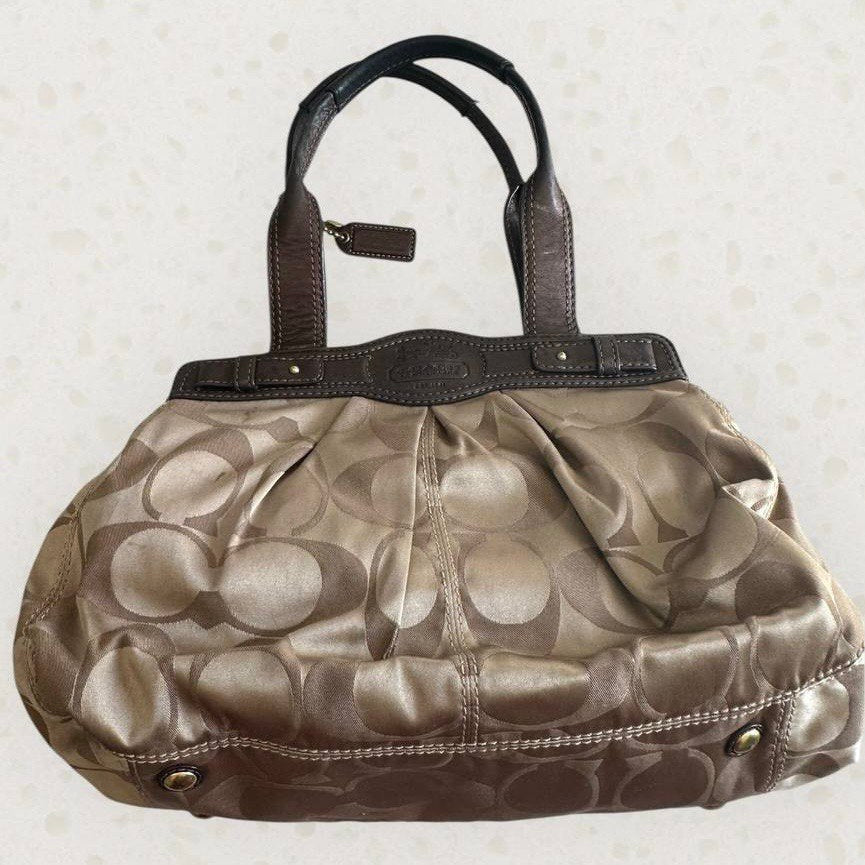 Authentic Vintage Coach Signature Sateen Tote Bag