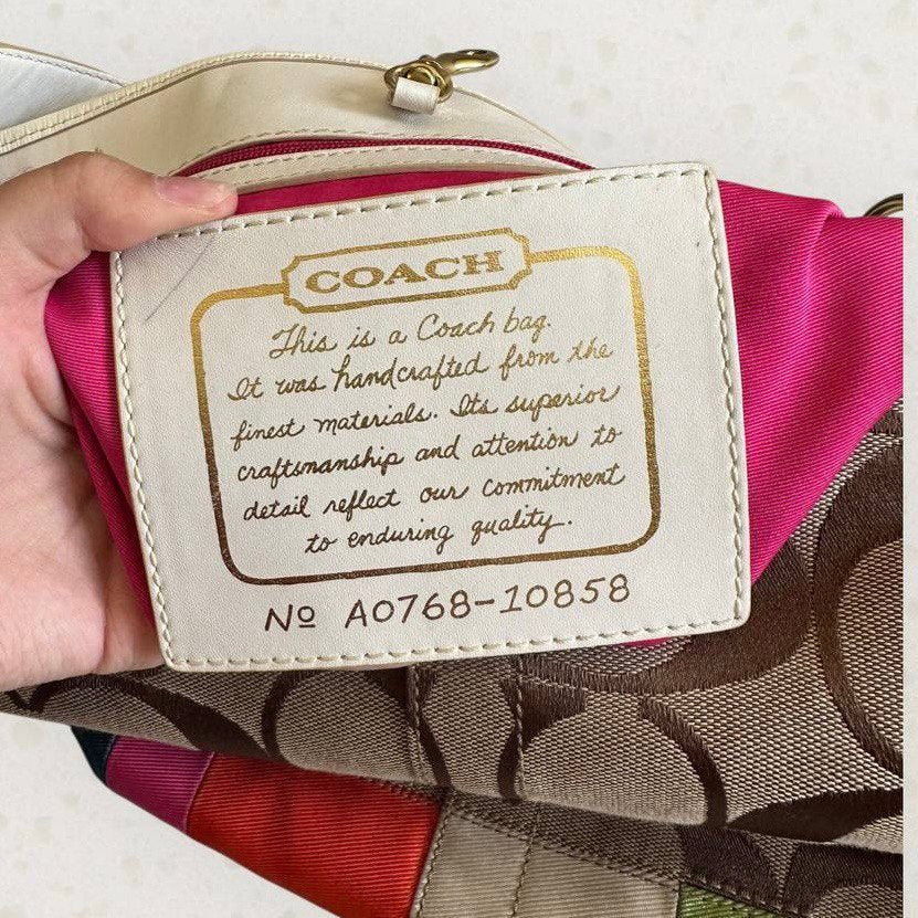 Authentic Vintage Coach Signature Stripe Hobo Bag