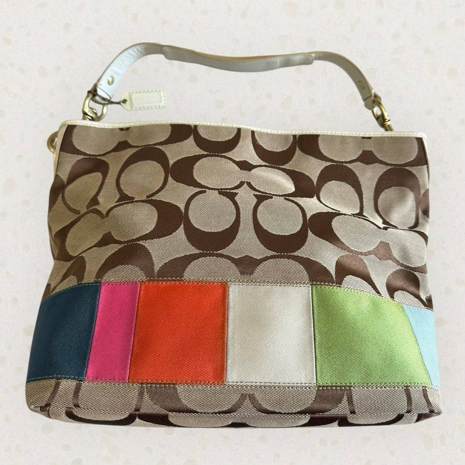 Authentic Vintage Coach Signature Stripe Hobo Bag