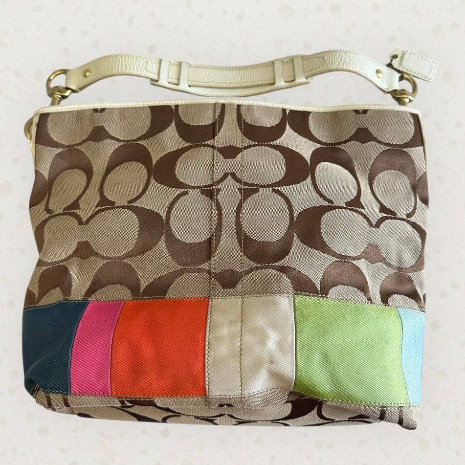 Authentic Vintage Coach Signature Stripe Hobo Bag