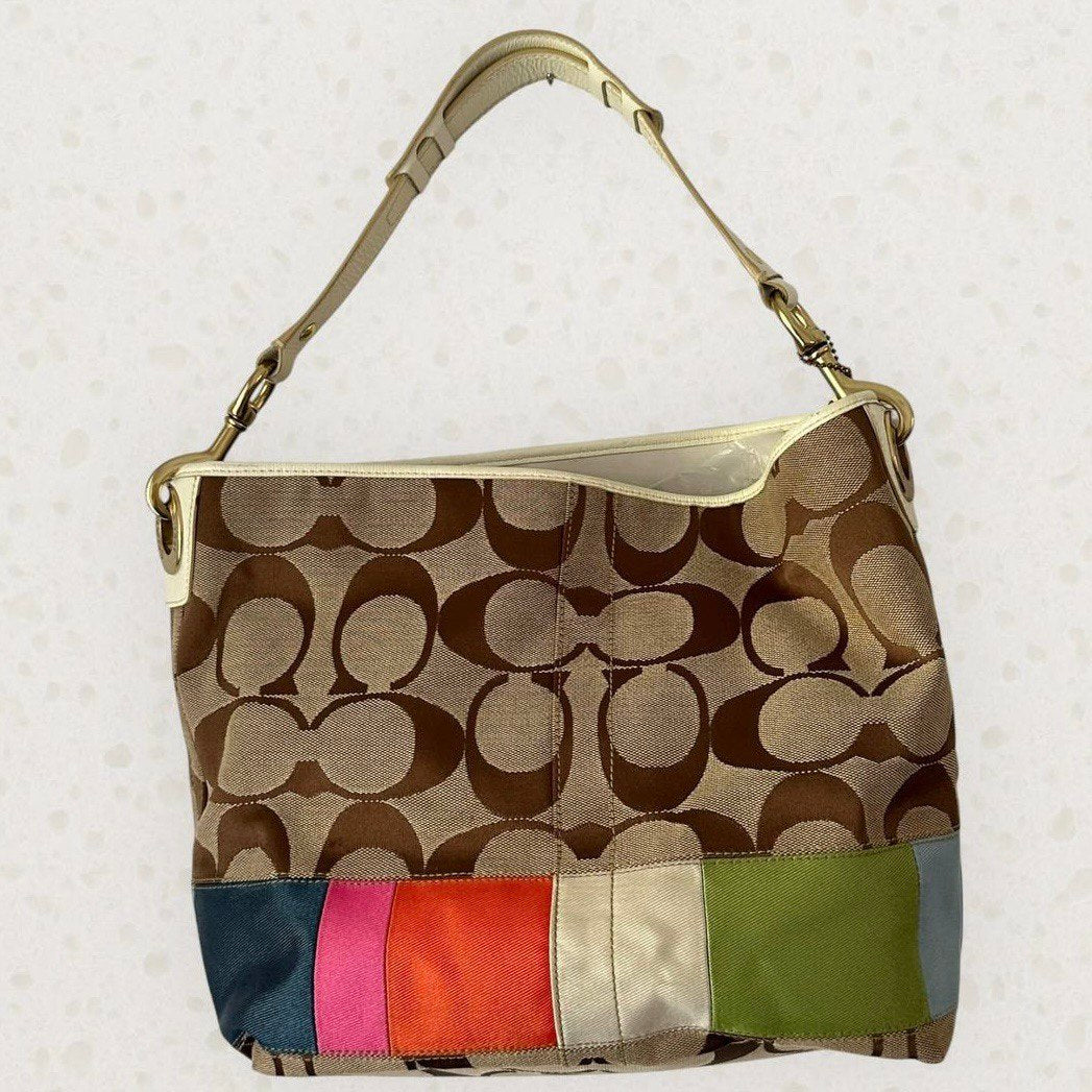 Authentic Vintage Coach Signature Stripe Hobo Bag