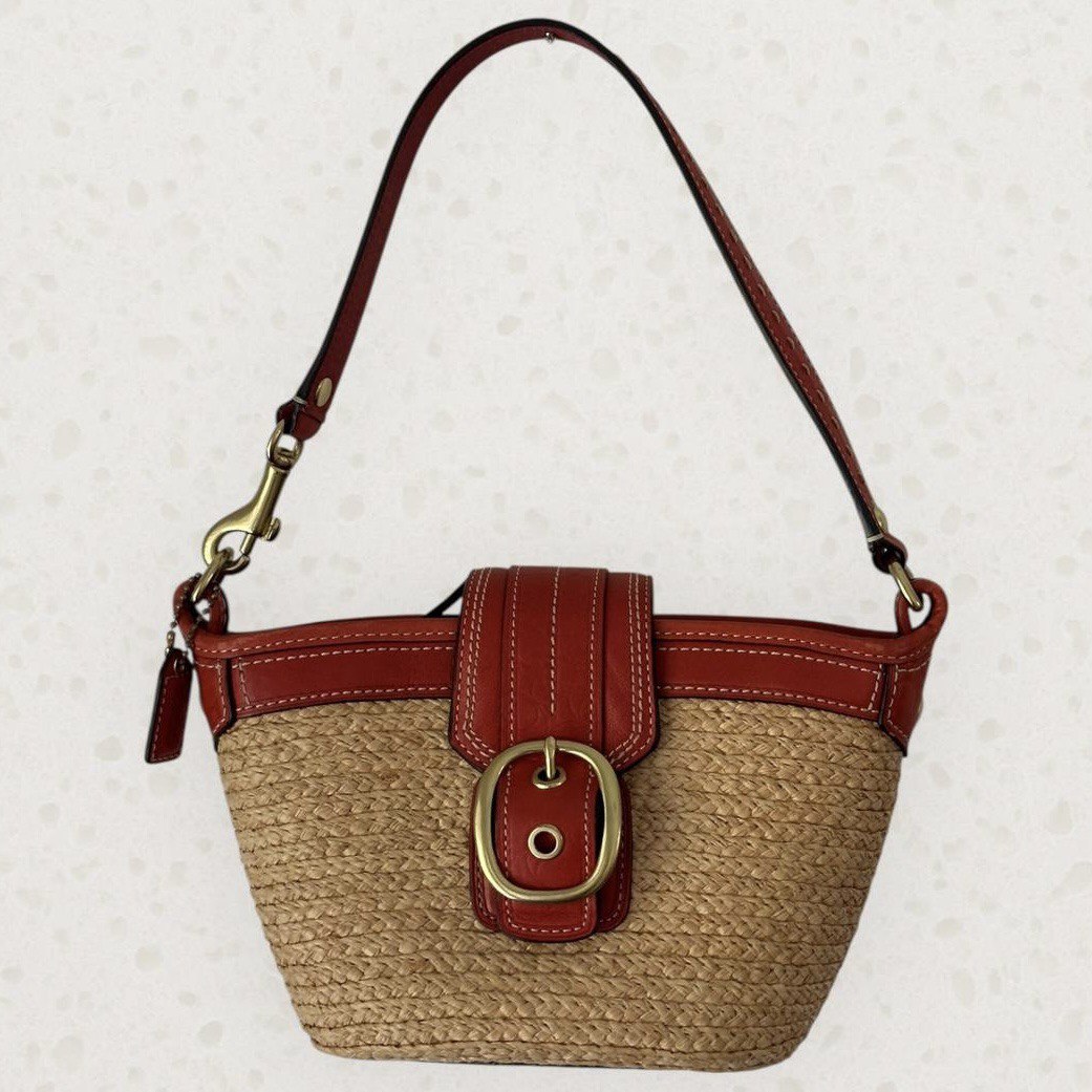 Authentic Vintage Coach Summer Straw Shoulder Bag