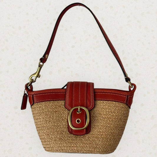 Authentic Vintage Coach Summer Straw Shoulder Bag