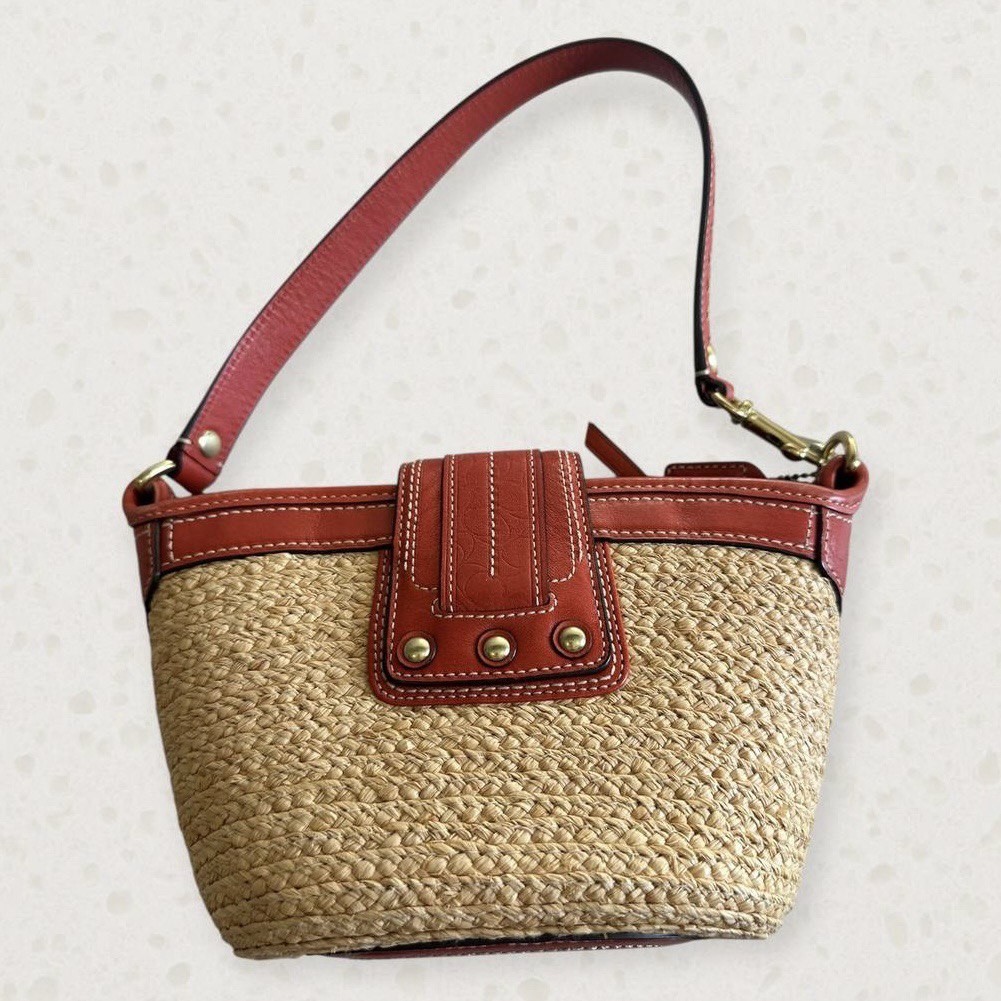 Authentic Vintage Coach Summer Straw Shoulder Bag