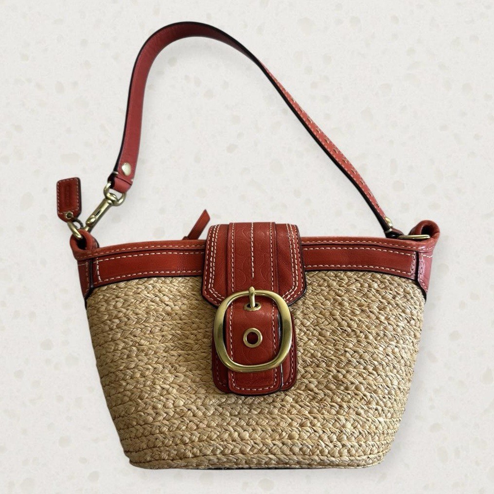 Authentic Vintage Coach Summer Straw Shoulder Bag