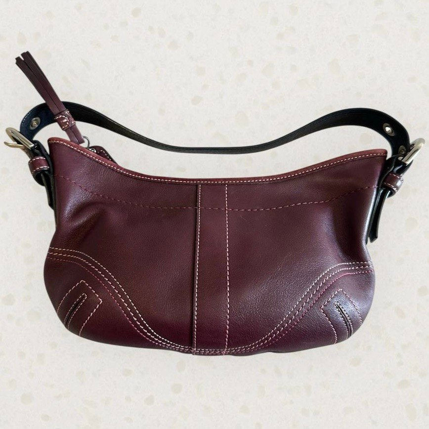 Authentic Vintage Coach Burgundy Leather Hobo Bag
