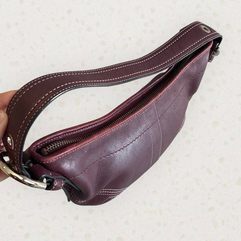 Authentic Vintage Coach Burgundy Leather Hobo Bag