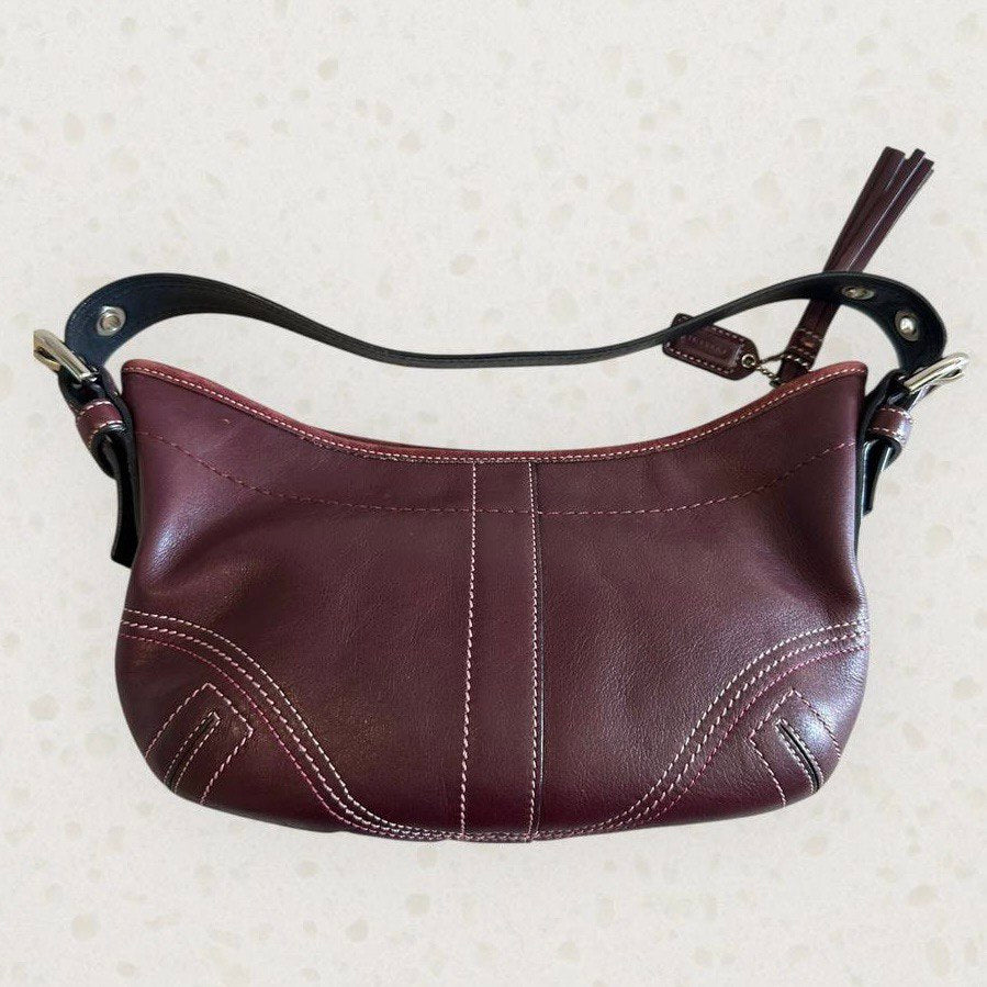 Authentic Vintage Coach Burgundy Leather Hobo Bag