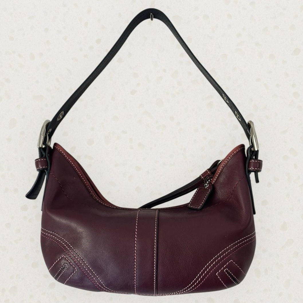Authentic Vintage Coach Burgundy Leather Hobo Bag