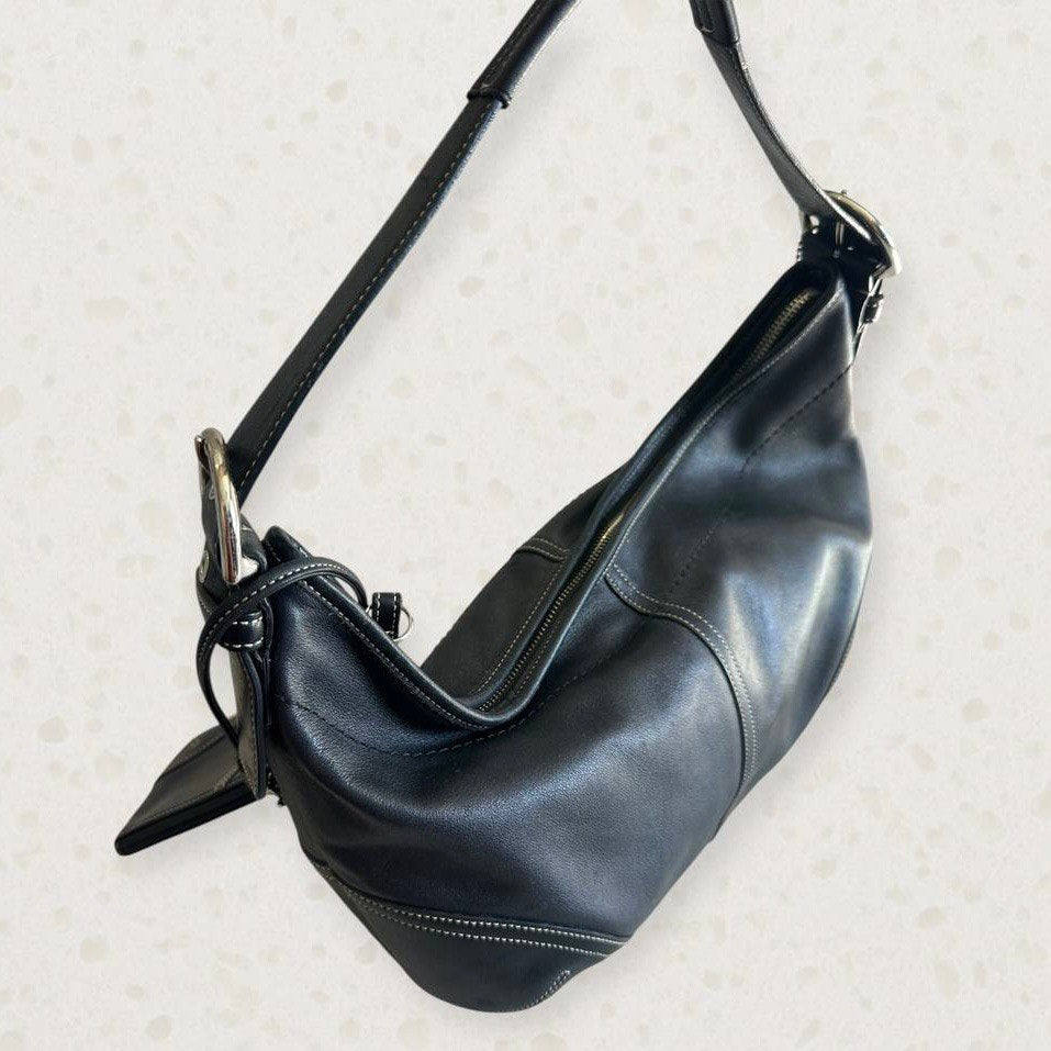 Authentic Vintage Coach Leather Hobo Bag with Zip Wallet