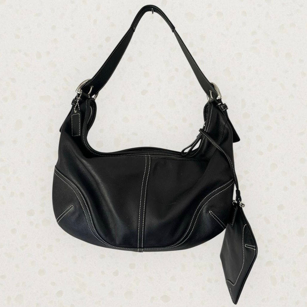 Authentic Vintage Coach Leather Hobo Bag with Zip Wallet
