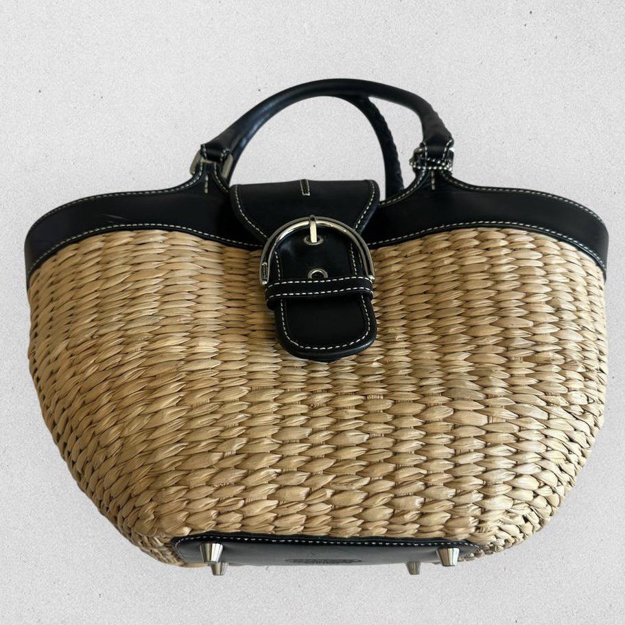 Authentic Vintage Coach Straw Shoulder Bag