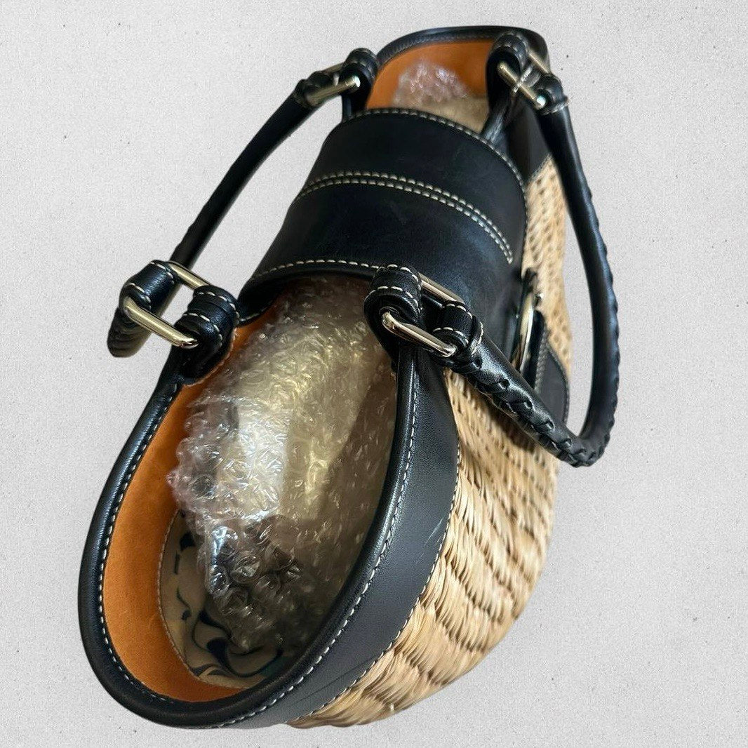 Authentic Vintage Coach Straw Shoulder Bag