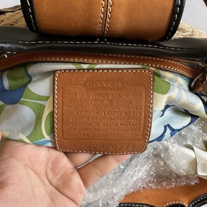 Authentic Vintage Coach Straw Shoulder Bag