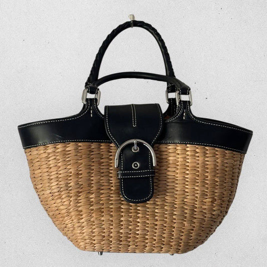 Authentic Vintage Coach Straw Shoulder Bag